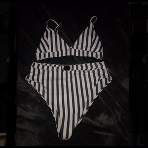 grey and white bikini
